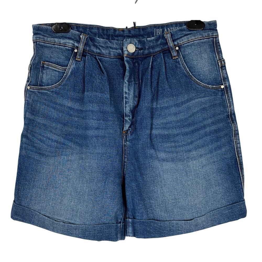 Blank NYC Denim Shorts 28 pleated cuffed distressed